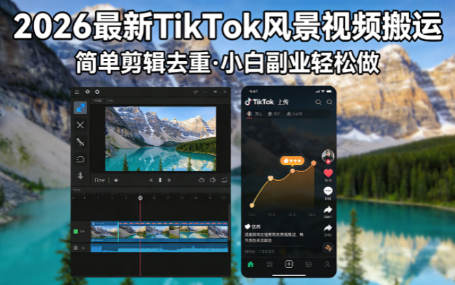 (18001期)2026最新TikTok风景视频搬运简单剪辑去重小白副业月入 8000网创吧-网创项目资源站-副业项目-创业项目-搞钱项目网创吧