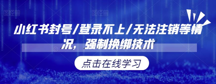 小红书封号/登录不上/无法注销等情况，强制换绑技术【修正】网创吧-网创项目资源站-副业项目-创业项目-搞钱项目网创吧