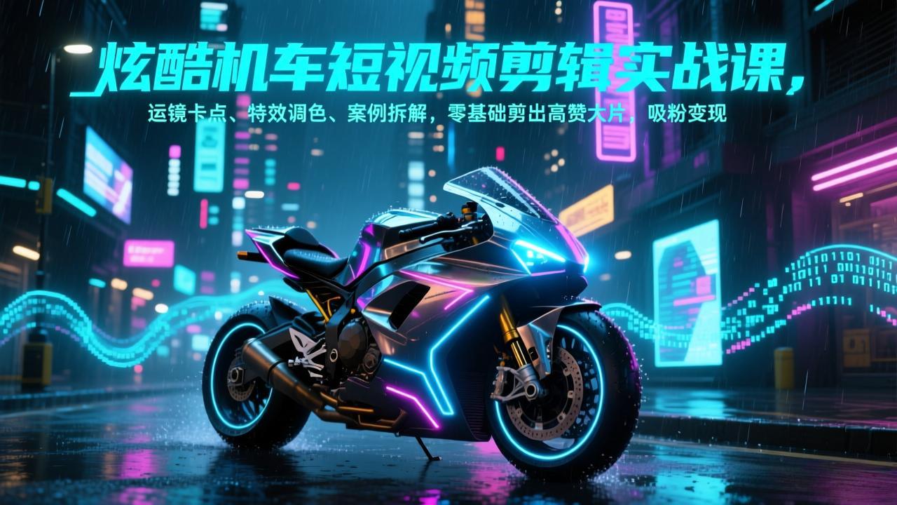 (17304期)炫酷机车短视频剪辑实战课,运镜卡点、特效调色、案例拆解,零基础剪出高赞大片,吸粉变现网创吧-网创项目资源站-副业项目-创业项目-搞钱项目网创吧