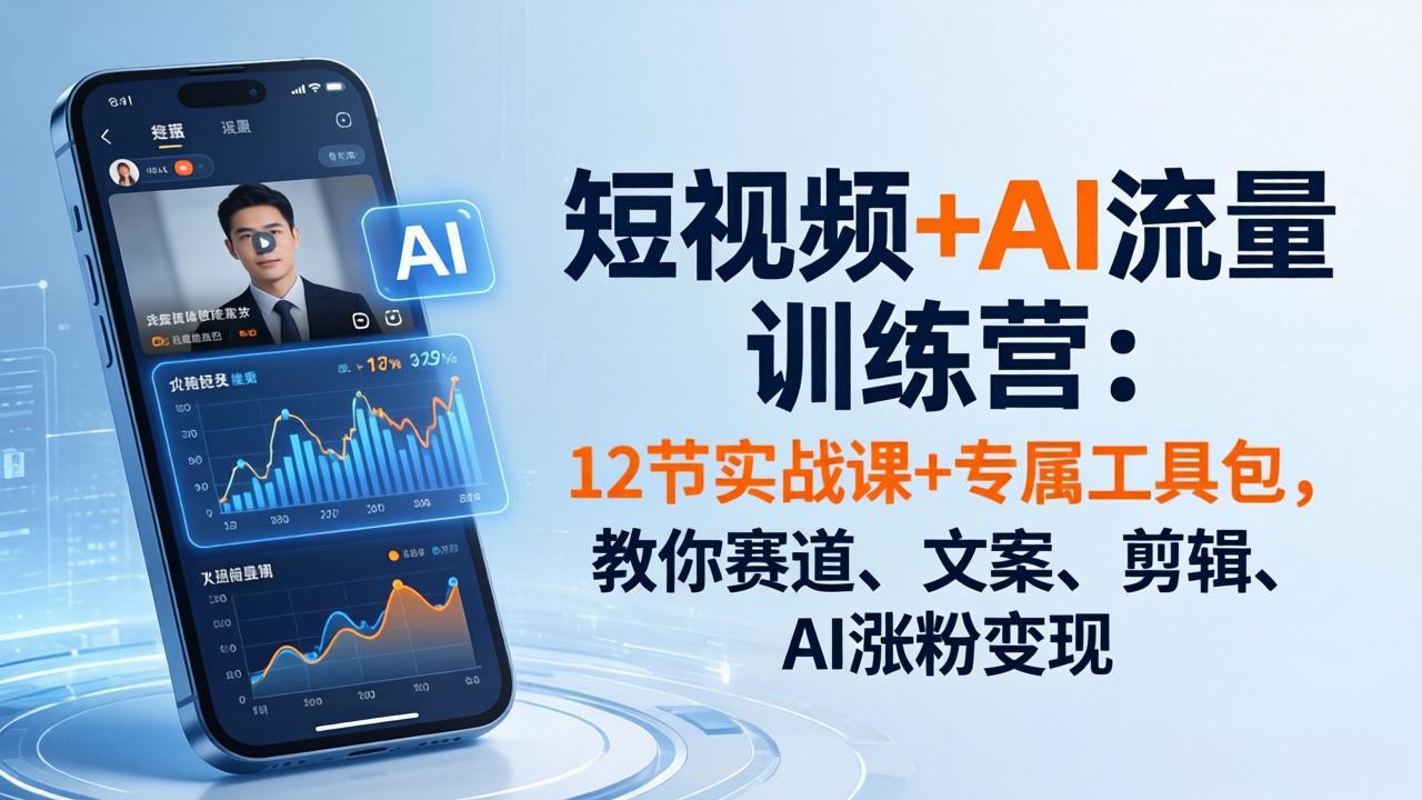 (18078期)短视频+AI流量训练营:12节实战课+专属工具包,教你赛道、文案、剪辑、AI涨粉变现网创吧-网创项目资源站-副业项目-创业项目-搞钱项目网创吧