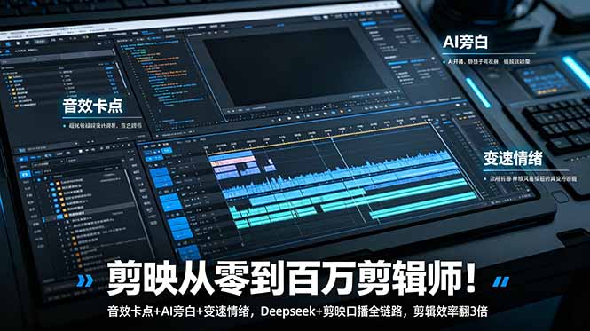 (18867期)剪映从零到百万剪辑师!音效卡点+AI旁白+变速情绪,Deepseek+剪映口播全链路,剪辑效率翻3倍网创吧-网创项目资源站-副业项目-创业项目-搞钱项目网创吧
