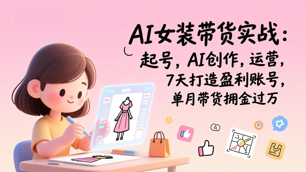 (17088期)AI女装带货实战:起号,AI创作,运营,7天打造盈利账号,单月带货佣金过万网创吧-网创项目资源站-副业项目-创业项目-搞钱项目网创吧