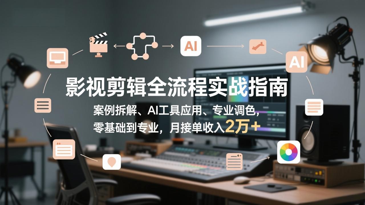 (17338期)影视剪辑全流程实战指南,案例拆解、AI工具应用、专业调色,零基础到专业,月接单收入2万+网创吧-网创项目资源站-副业项目-创业项目-搞钱项目网创吧