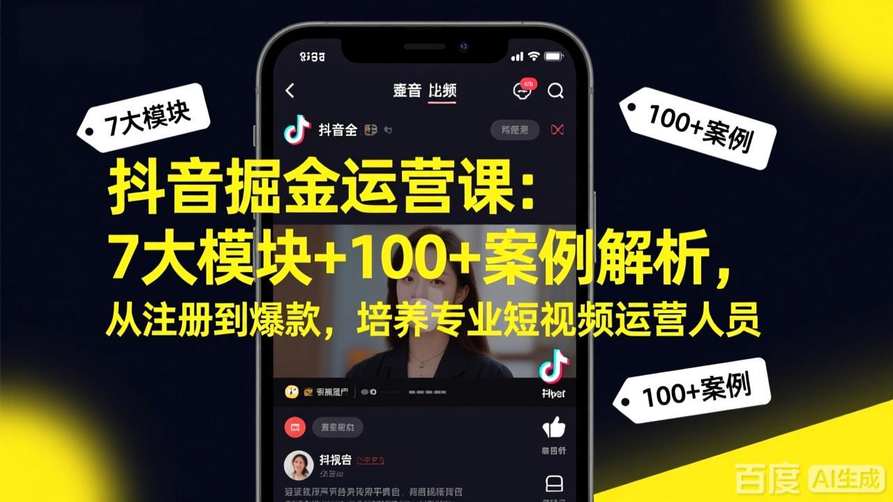 (17573期)抖音掘金运营课:7大模块+100+案例解析,从注册到爆款,培养专业短视频运营人员网创吧-网创项目资源站-副业项目-创业项目-搞钱项目网创吧