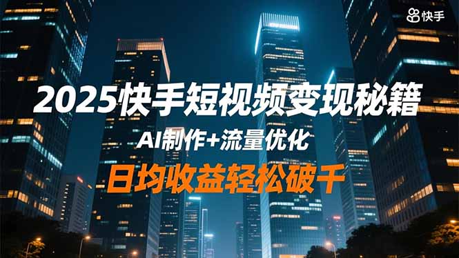 (16487期)2025快手短视频变现秘籍,AI制作+流量优化,日均收益轻松破千网创吧-网创项目资源站-副业项目-创业项目-搞钱项目网创吧