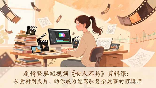 (17305期)剧情竖屏短视频《女人不易》剪辑课:从素材到成片、助你成为能驾驭复杂故事的剪辑师网创吧-网创项目资源站-副业项目-创业项目-搞钱项目网创吧