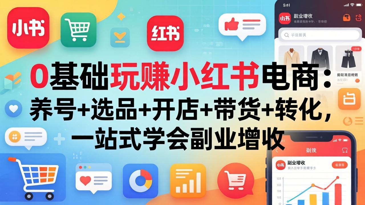 (17949期)0基础玩赚小红书电商:养号+选品+开店+带货+转化,一站式学会副业增收网创吧-网创项目资源站-副业项目-创业项目-搞钱项目网创吧