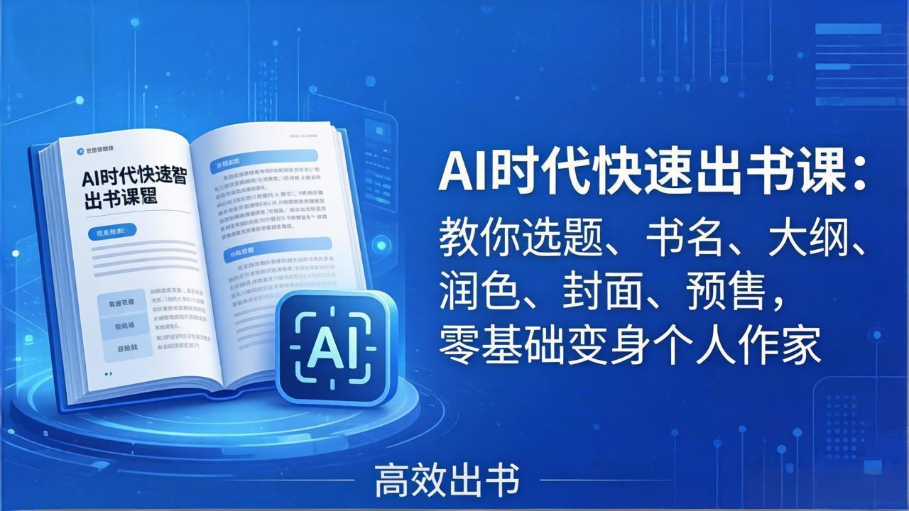(17865期)AI时代7天闪电出书课:教你选题、书名、大纲、润色、封面、预售,零基础变身个人作家网创吧-网创项目资源站-副业项目-创业项目-搞钱项目网创吧