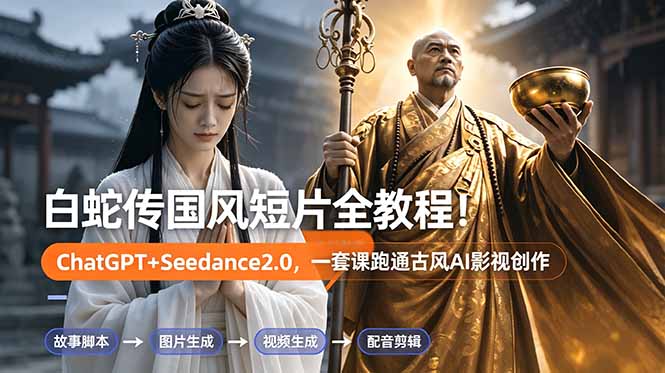(18737期)白蛇传-国风短片全教程!ChatGPT+Seedance2.0,一套课跑通古风AI影视创作网创吧-网创项目资源站-副业项目-创业项目-搞钱项目网创吧