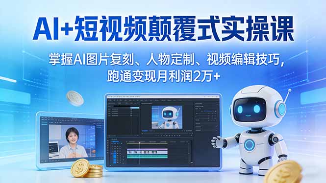 （17454期）AI+短视频颠覆式实操课：掌握AI图片复刻、人物定制、视频编辑技巧，跑通变现月利润2万+网创吧-网创项目资源站-副业项目-创业项目-搞钱项目网创吧