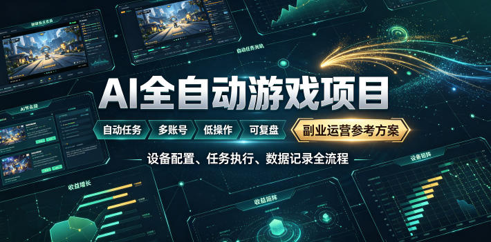 (19365期)AI全自动游戏躺賺副业:日入几百,稳定运行三年的项目!网创吧-网创项目资源站-副业项目-创业项目-搞钱项目网创吧