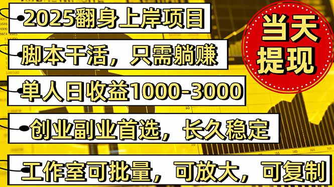 (16501期)2025翻身上岸项目脚本干活,内部客户经理内部开号,单人日收益1000-300...网创吧-网创项目资源站-副业项目-创业项目-搞钱项目网创吧
