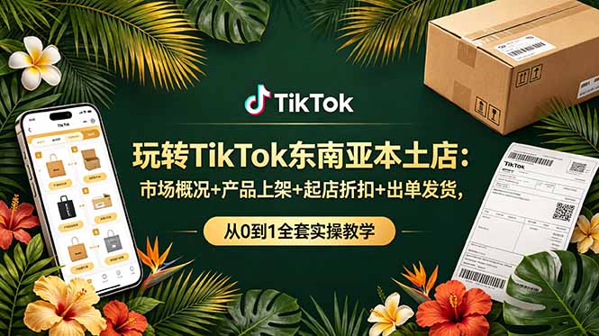 (19045期)玩转TikTok东南亚本土店:市场概况+产品上架+起店折扣+出单发货,从0到1全套实操教学网创吧-网创项目资源站-副业项目-创业项目-搞钱项目网创吧