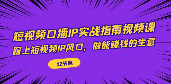 短视频口播IP实战指南视频课,踩上短视频IP风口,做能赚钱的生意(22节课)网创吧-网创项目资源站-副业项目-创业项目-搞钱项目网创吧