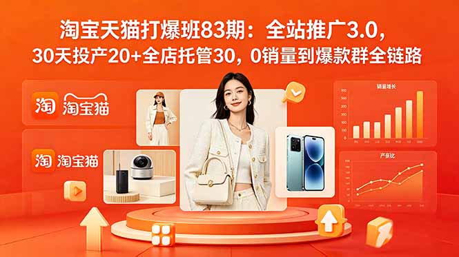 (18920期)2026淘宝天猫打爆班83期:全站推广3.0,30天投产20+全店托管30,0销量到爆款群全链路网创吧-网创项目资源站-副业项目-创业项目-搞钱项目网创吧