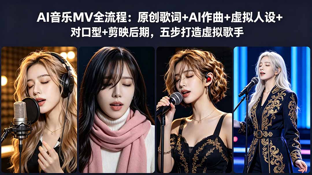 (18710期)AI音乐MV全流程:原创歌词+AI作曲+虚拟人设+对口型+剪映后期,五步打造虚拟歌手网创吧-网创项目资源站-副业项目-创业项目-搞钱项目网创吧