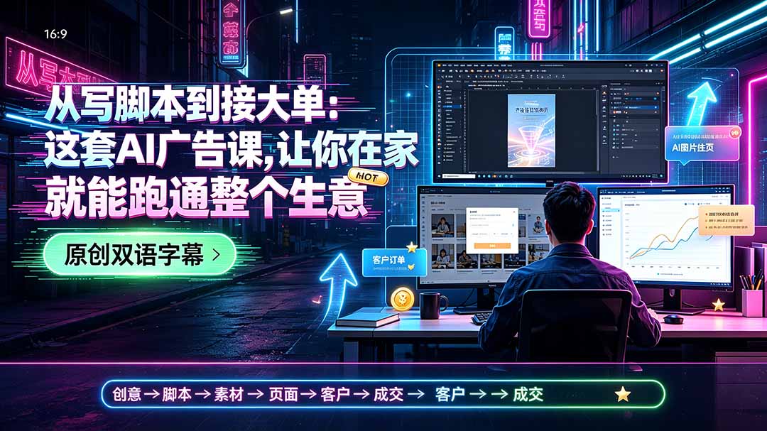 (19318期)从写脚本到接大单:这套AI广告课,让你在家就能跑通整个生意【原创双语字幕】网创吧-网创项目资源站-副业项目-创业项目-搞钱项目网创吧