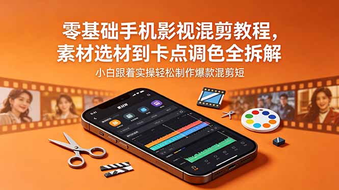 (18750期)零基础手机影视混剪教程,素材选材到卡点调色全拆解,小白跟着实操轻松制作爆款混剪短片网创吧-网创项目资源站-副业项目-创业项目-搞钱项目网创吧