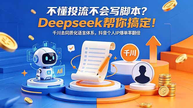 (18625期)不懂投流不会写脚本?Deepseek帮你搞定!千川去同质化语言体系,抖音个人IP爆单率翻倍网创吧-网创项目资源站-副业项目-创业项目-搞钱项目网创吧
