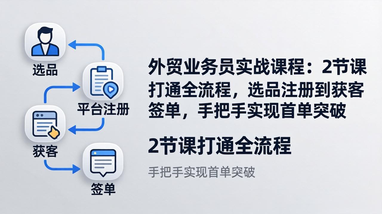 (17770期)外贸业务员实战课程:2节课打通全流程,选品注册到获客签单,手把手实现首单突破网创吧-网创项目资源站-副业项目-创业项目-搞钱项目网创吧