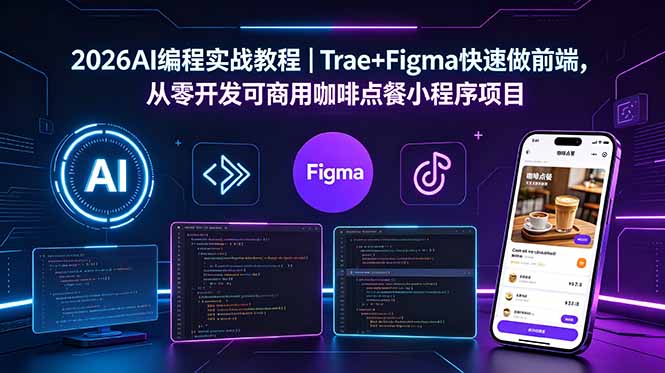 (18627期)2026AI编程实战教程|Trae+Figma快速做前端,从零开发可商用咖啡点餐小程序项目网创吧-网创项目资源站-副业项目-创业项目-搞钱项目网创吧