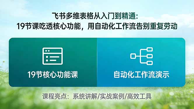 (17634期)飞书多维表格从入门到精通:19节课吃透核心功能,用自动化工作流告别重复劳动网创吧-网创项目资源站-副业项目-创业项目-搞钱项目网创吧
