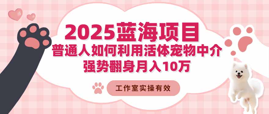 (16489期)2025蓝海项目:普通人如何利用活体宠物中介,强势翻身月入10万网创吧-网创项目资源站-副业项目-创业项目-搞钱项目网创吧