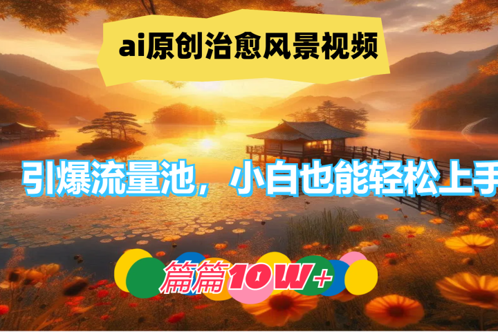 ai原创治愈风景视频,引爆流量池,小白也能轻松上手,篇篇10w+!网创吧-网创项目资源站-副业项目-创业项目-搞钱项目网创吧