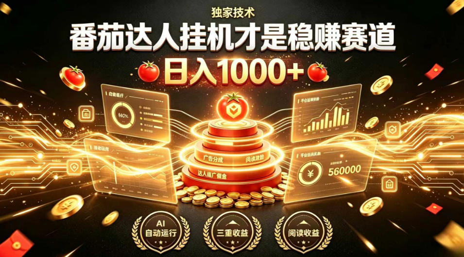 别再瞎找副业!番茄达人挂G才是稳賺赛道,日入1000+,全程傻瓜式操作,可矩阵放大【揭秘】网创吧-网创项目资源站-副业项目-创业项目-搞钱项目网创吧