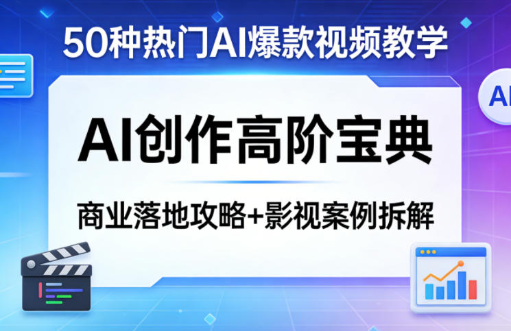 50种热门AI爆款视频教学,AI创作高阶宝典,商业落地攻略+影视案例拆解网创吧-网创项目资源站-副业项目-创业项目-搞钱项目网创吧
