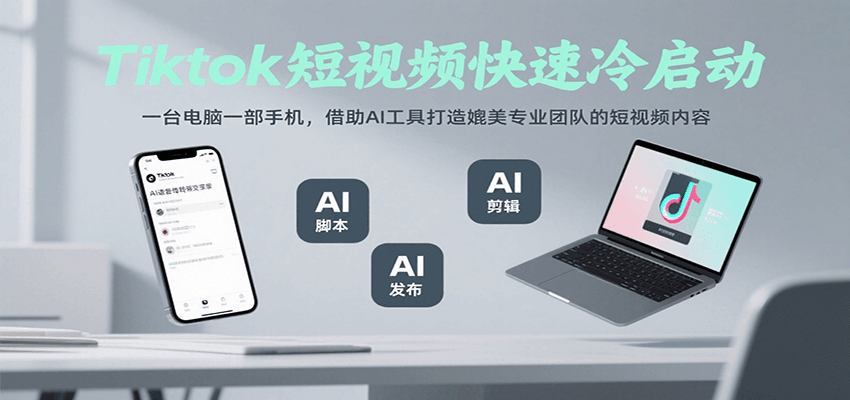 Tiktok短视频快速冷启动,一台电脑一部手机,借助AI工具打造媲美专业团队的短视频内容网创吧-网创项目资源站-副业项目-创业项目-搞钱项目网创吧