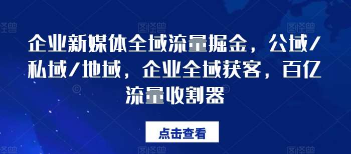 企业新媒体全域流量掘金,公域/私域/地域,企业全域获客,百亿流量收割器网创吧-网创项目资源站-副业项目-创业项目-搞钱项目网创吧