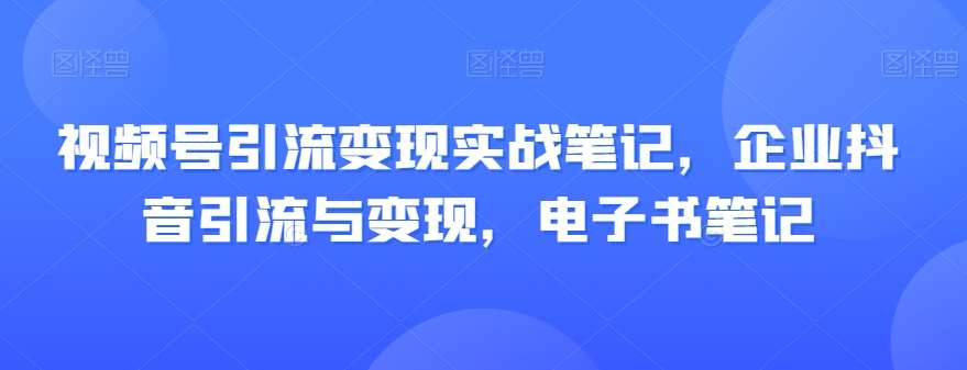 视频号引流变现实战笔记,企业抖音引流与变现,电子书笔记网创吧-网创项目资源站-副业项目-创业项目-搞钱项目网创吧