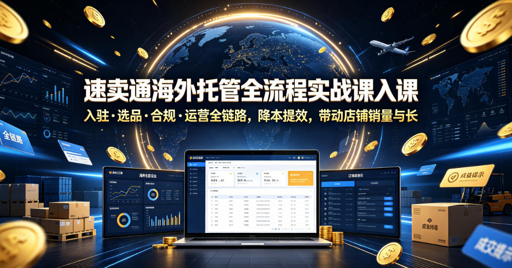 速卖通海外托管全流程实战课入驻・选品・合规・运营全链路,降本提效,带动店铺销量与收益增长网创吧-网创项目资源站-副业项目-创业项目-搞钱项目网创吧
