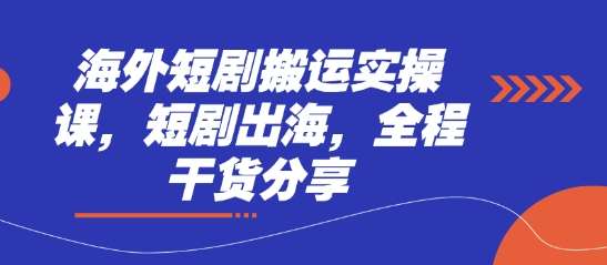 海外短剧搬运实操课,短剧出海,全程干货分享网创吧-网创项目资源站-副业项目-创业项目-搞钱项目网创吧