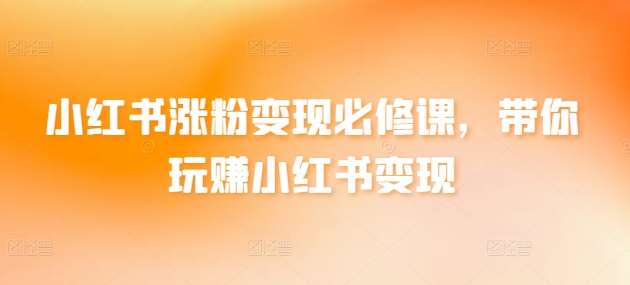 小红书涨粉变现必修课,带你玩赚小红书变现网创吧-网创项目资源站-副业项目-创业项目-搞钱项目网创吧