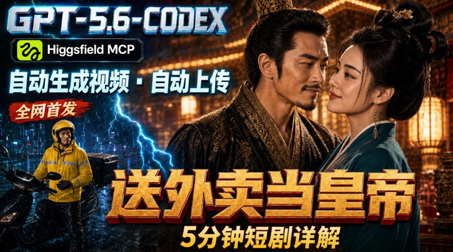 GPT-5.6 Codex+Higgsfield MCP：一条指令生成5分钟短剧并自动上传YouTube（油管）网创吧-网创项目资源站-副业项目-创业项目-搞钱项目网创吧
