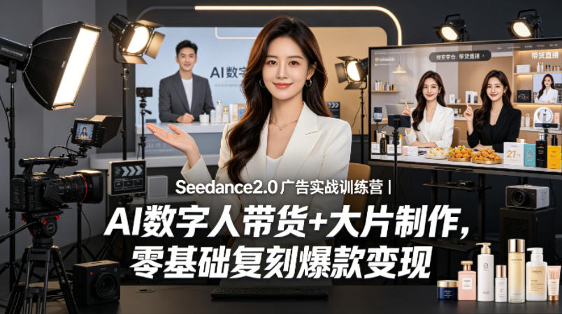 Seedance2.0广告实战训练营|AI数字人带货+大片制作,零基础复刻爆款变现网创吧-网创项目资源站-副业项目-创业项目-搞钱项目网创吧