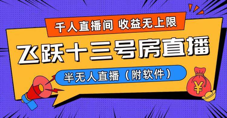 (8711期)爆火飞跃十三号房半无人直播,一场直播上千人,日入过万!(附软件)网创吧-网创项目资源站-副业项目-创业项目-搞钱项目网创吧