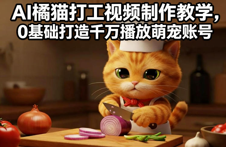 AI橘猫打工视频制作教学,流量狂飙,0基础打造千万播放萌宠账号网创吧-网创项目资源站-副业项目-创业项目-搞钱项目网创吧