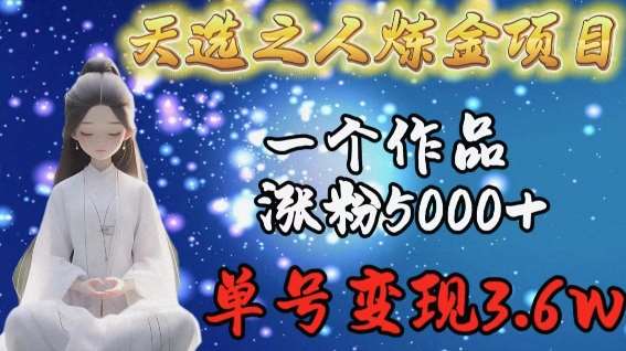 天选之人炼金项目,一个作品涨粉5000+,单号变现3.6w【揭秘】网创吧-网创项目资源站-副业项目-创业项目-搞钱项目网创吧