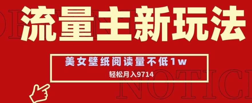 流量主新玩法,美女壁纸和头像,阅读量不低于1w,月入9741【揭秘】网创吧-网创项目资源站-副业项目-创业项目-搞钱项目网创吧
