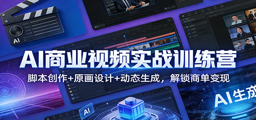 AI商业视频实战训练营：脚本创作+原画设计+动态生成，解锁商单变现网创吧-网创项目资源站-副业项目-创业项目-搞钱项目网创吧