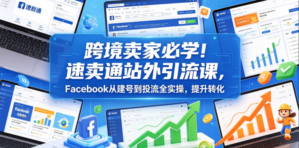 跨境卖家必学!速卖通站外引流课,Facebook从建号到投流全实操,提升转化网创吧-网创项目资源站-副业项目-创业项目-搞钱项目网创吧