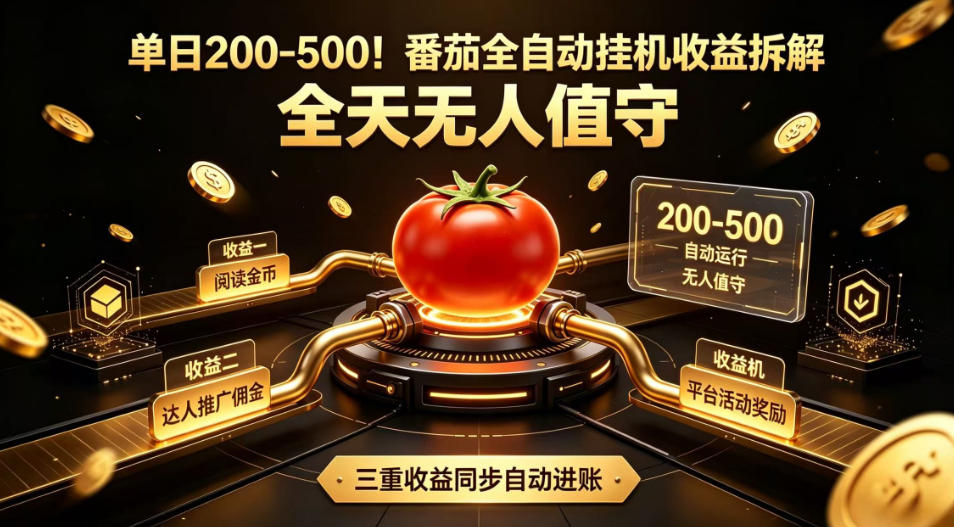 单日200-500!番茄全自动挂G收益拆解,全天无人值守,矩阵操作收益翻倍【揭秘】网创吧-网创项目资源站-副业项目-创业项目-搞钱项目网创吧