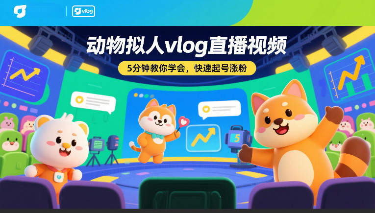 动物拟人vlog直播视频,5分钟教你学会,快速起号涨粉网创吧-网创项目资源站-副业项目-创业项目-搞钱项目网创吧