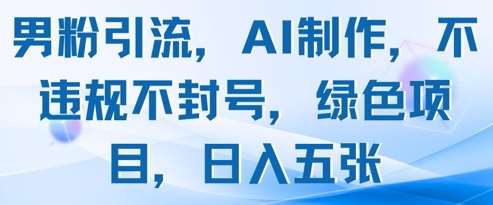 男粉引流，AI制作，不违规不封号，绿色项目，日入五张网创吧-网创项目资源站-副业项目-创业项目-搞钱项目网创吧