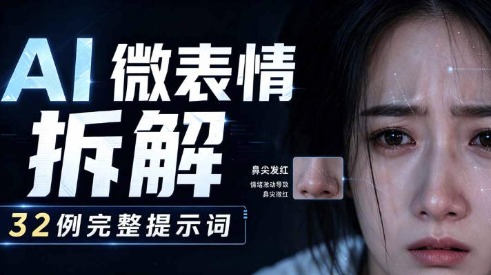 AI微表情拆解提示词合集,精准调控AI角色表情,可直接复用,0基础也能调出影视级表情变化网创吧-网创项目资源站-副业项目-创业项目-搞钱项目网创吧