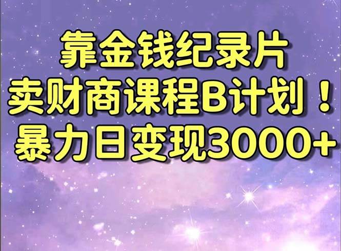 (8944期)靠金钱纪录片卖财商课程B计划!暴力日变现3000+,喂饭式干货教程!网创吧-网创项目资源站-副业项目-创业项目-搞钱项目网创吧