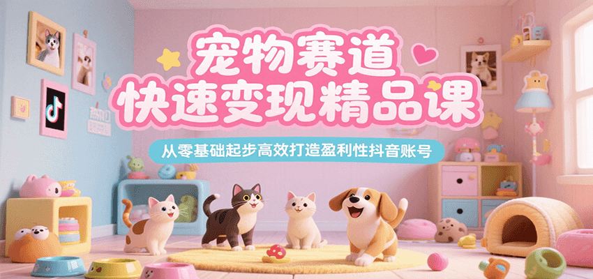 宠物赛道快速变现精品课,从零基础起步高效打造盈利性抖音账号网创吧-网创项目资源站-副业项目-创业项目-搞钱项目网创吧